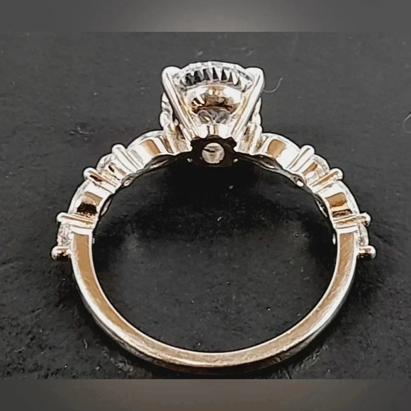 Sterling silver Oval Cut CZ Wedding Engagement Rings Promise Ring Sz 8.5 - Picture 2 of 8